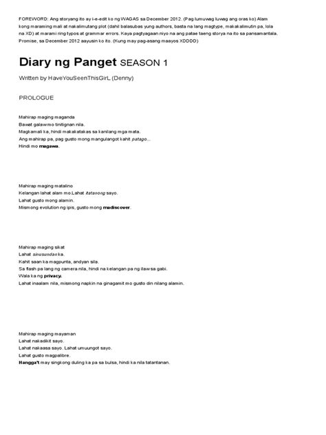 istruktura ng kwento na diary ng panget
